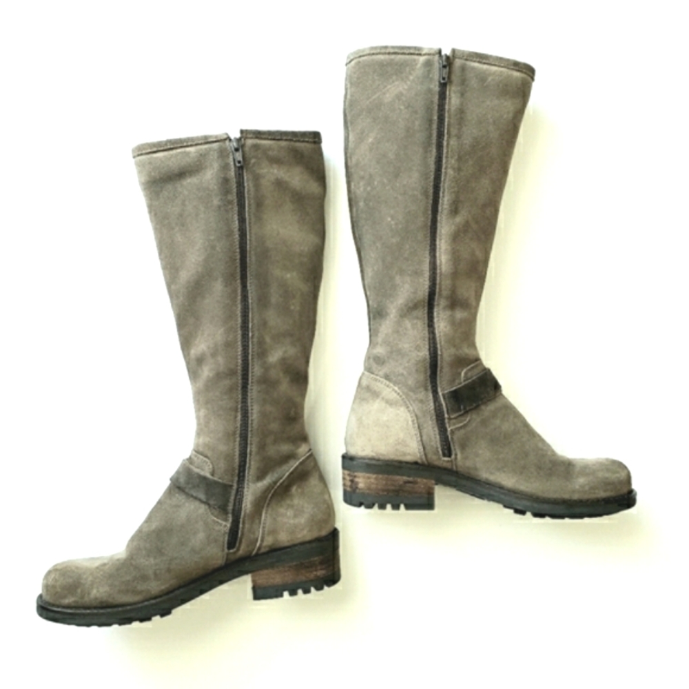 La CANADIENNE  Stone Brown Suede Knee High Zip Boots